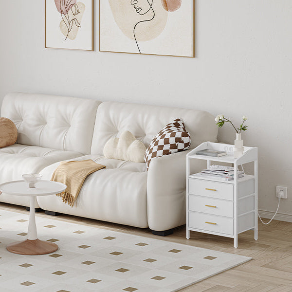 Nachtkastjes met LED & Oplaadstation – Set van 2 - 3 lades - Wit