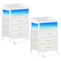 Nachtkastjes met LED & Oplaadstation – Set van 2 - 3 lades - Wit