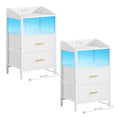 Nachtkastjes met LED & Oplaadstation - set van 2 - 2 lades - Wit